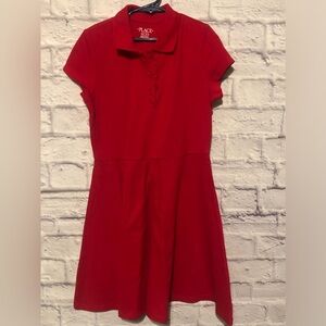 Red Uniform Dress with Ruffle